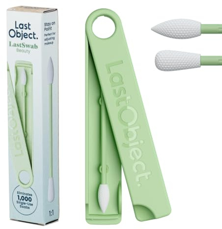 Hisopos reutilizables LastSwab® para rutinas de belleza – Alternativa sostenible a los hisopos desechables – Fáciles de limpiar – Se entregan con estuche de viaje - Verde