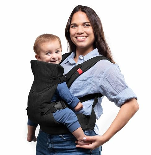 YOU+ME Porte-bébé 4-en-1 - De la naissance à la petite enfance (3,6 à 14,5 kg) Toutes positions | Ergonomique | Ajustable | Respirant avec panneaux en maille 3D | Bavoir amovible 2-en-1 (Noir)