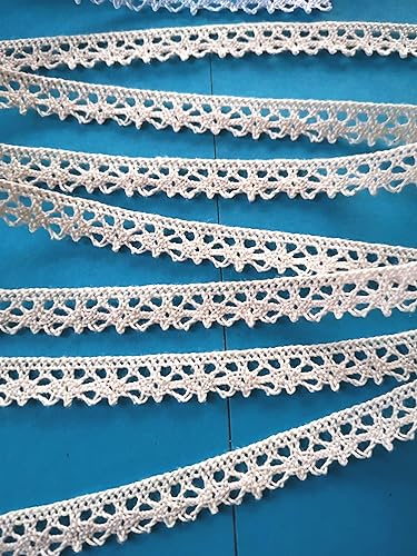PIZZITALIANI Spitzenband - Klöppelspitze BEIGE, Höhe 1 cm x 10 m, Spitzenbordure Baumwolle, Dekorative Bänder für Dirndl, Trachtenkleid, Hochzeitsdekorationen & Bastelarbeiten, Made in Italy