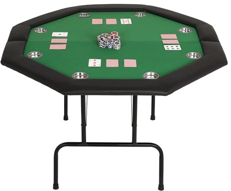 Mingone Table de Poker 8 Joueurs 120cm Surface de Jeu 2 Pliable Plateau de Casino avec Espace pour Festnight Gaming, Vert