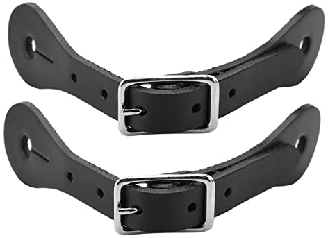 Correa de Espuela Ecuestre de Cuero Genuino, Correa de Espuela Hecha a Mano para Montar a Caballo (Black)