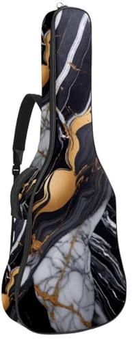 Universal Akustikgitarre Tasche Wasserdichte Tasche für 40/41/42 Zoll Gitarre Mehrere Taschen Schwarz Marmor Textur, mehrfarbig, 42.9x16.9x4.7 in, Gitarrentasche
