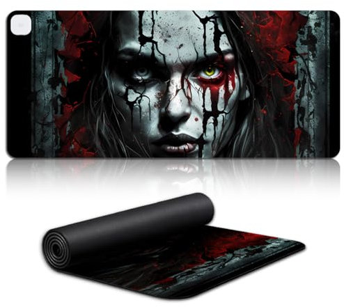 Tapis de Souris de Jeu XL, Tapis de Souris d'art d'horreur pour Souris Laser/Optique XL (80x33) cm, Tapis de Souris de Joueur étendu pour Le Bureau et Les Jeux