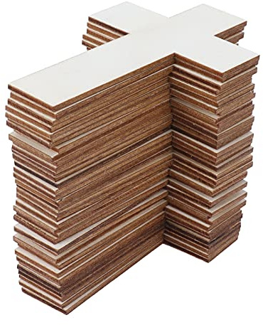 DIY Holzkreuz-Bastelsets 36-teilig Hanfseil, 36 Stk. | Ausschneiden bemalen dekorieren, Mehrere Bastelaktivitäten, Holzornamente für Ostern Geburtstag Party, Natur
