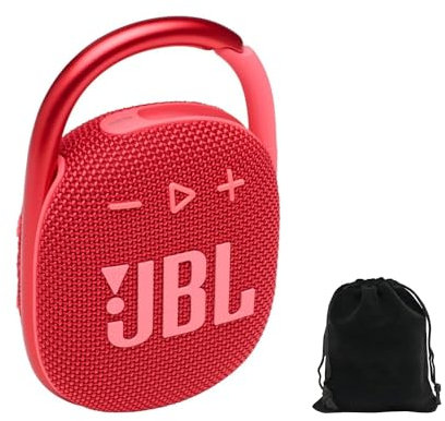 JBL Altavoz Bluetooth portátil Clip 4, rojo, IP67 impermeable, a prueba de polvo, 10 horas de reproducción, mosquetón integrado, diseño ultraportátil, estilo atrevido, sonido profesional rico, incluye