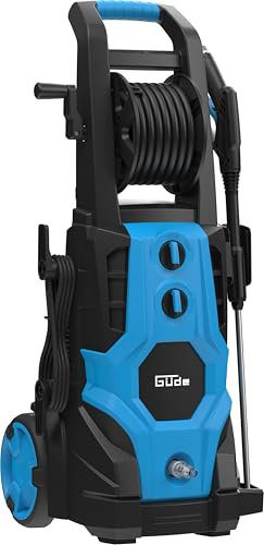 Güde Hochdruckreiniger GHD 3200-225 (230 V, 3200 W, 225 bar max. Druck, 540 l/h max. Fördervol., 6 m HD-Schlauch & Trommel, HD-Pistole mit 4 Düsen, Dreckfräse, Dreiecks- & Rundbürste, Flächenreiniger)