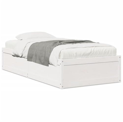 qohoio Massivholzbett ohne Matratze Weiß 100x200 cm Holz Bett Massivholzbett Bed Frame Bettgestell Bett Holz Kiefernholz