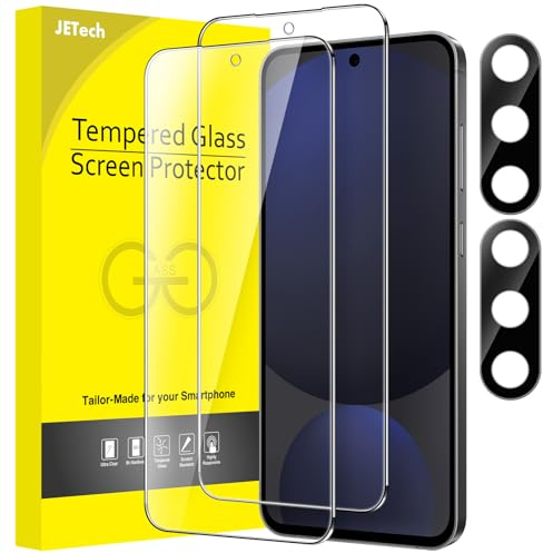 JETech Pellicola Protettiva per Galaxy S24 FE, 2+2 Pezzi | con Protezione Fotocamera, HD Trasparente Vetro Temperato, Compatibile con Face ID, Protezione Antigraffio