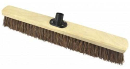 24 Bassine Brush Head with Socket - Heavy-Duty Stiff Bristle Broom Head Replacement for Indoor and Outdoor Sweeping