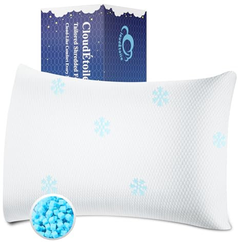CloudÉtoile Kopfkissen Memory Foam Kissen - Höhenverstellbares Kissen mit Zerkleinerter Memory-Schaum Seitenschläferkissen, Nackenkissen Kopfkissen für Seiten Rücken Bauchschläfer, 60x40x21 cm