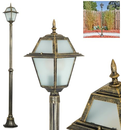 HOFSTEIN Kandelaber Fornelos, Außenwegeleuchte aus Metall/Glas in Schwarz/Gold/Weiß, verstellbare Wegeleuchte im Vintage/Antik/Landhaus-Design für Garten, Außenbereich, Hof, Höhe 197 cm, 1 x E27, IP44