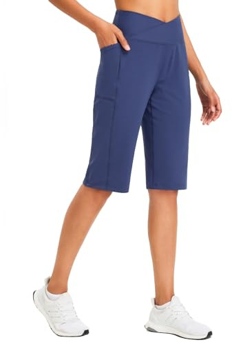 baleaf Womens Shorts Ladies Bermuda Running Long Short 14 Knee Length High Waisted Gym Shorts with Pockets Yoga