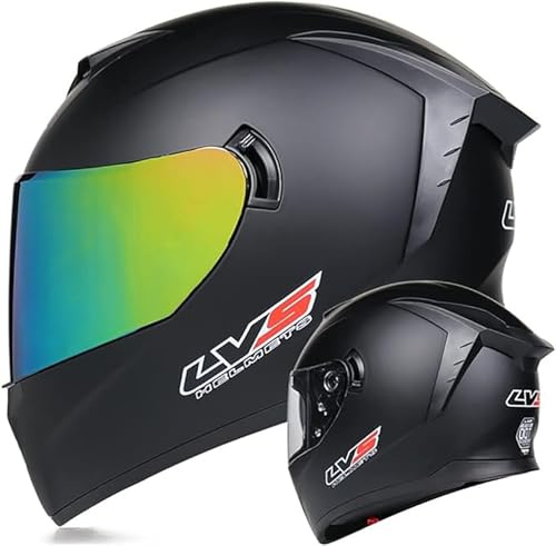 Motorcycle Helmets Full Face Motorcycle Helmet for Men &Amp; Women with Tinted and Clear Visor Meet DOT Certified Full Face Street Dirt Bike ATV Off-Road Motocross Helme E,L/(59~60cm)