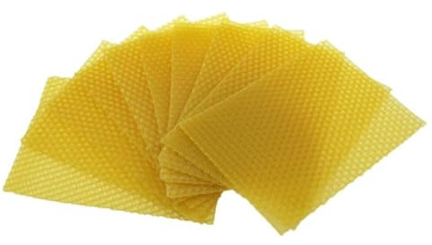 Vocdikficy Bienenwachsplatten-Set-Kit Natürliche Bienenwachsplatten-Set Bienenwachs-Wabenplattenwachs für Imkerausrüstung (13,3 X 9 cm) 10 Stück