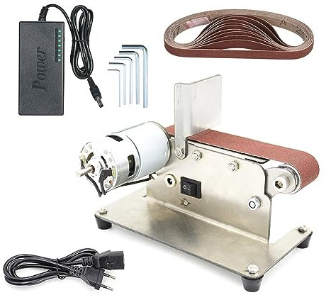 Esmeriladora de banco Lijadora de banda Horizontal, Mini lijadora de banda eléctrica, amoladora multifuncional, máquina pulidora DIY