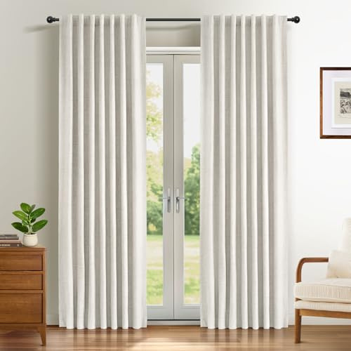 INOVADAY 100% Cortinas Opacas 2 Piezas Cortinas Termicas Aislantes Frio y Calor, Cortina Salon Dormitorio 140x245 CM, Beige