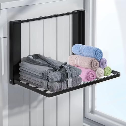 MeYuxg Magnetisches Regal Waschmaschinen, 41x25CM Ausziehbar Magnetisch Regal, Waschmaschinen Organizer für Handtücher, Kleiderbügel, Schmutzige Wäsche, für Kühlschrank Waschmaschine(Schwarz)