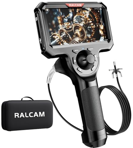 4-Way 360° Articulating Borescope, Ralcam Joystick 5 Endoscope Camera with Light, 6.2mm Slim Snake Inspection Camera with 5.0ft Semi-Rigid Cable for Engine, Pipe (6.2MM-5.0FT Semi-Rigid)