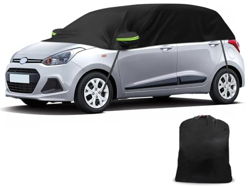 Halbe Autoabdeckung Ersatz für Hyundai i10 2013-2025, Softtop-Dachschutz-Autoabdeckung Wasserdicht, Halbe Garage mit Riemen, UV-beständig für jedes Wetter, Regen-Sonnen-Staubschutz