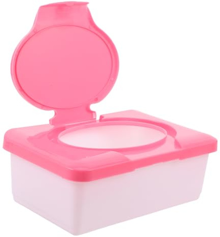 Porta Toallitas Húmedas Rojo Plástico para Hogar y Oficina, 80 Unidades | Recargable, Fácil de Limpiar, Uso Versátil, Conserva la Humedad, para Pañales y Baño