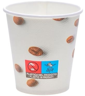 ECOPICNIC 1500 vasos de papel de 150 ml de diámetro de 70 mm gris con diseño de granos de café, vasos de café desechables para café, té, espresso, bebidas calientes, vasos de papel, para oficina