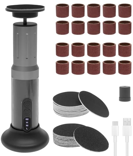 BAODBF 2-IN-1 Hornhautentferner Elektrisch,Pediküre Set Fußpflege Elektrisch mit 6 Einstellbaren Geschwindigkeiten Wiederaufladbare,Hornhaut Entfernen Fuß Set Professionell für Tote Harte Rissige Haut