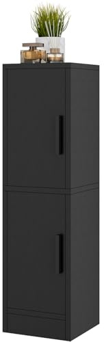 IBUYKE Kleiner Badezimmerschrank schmaler Eckschrank Organizer WBS002B | mit 2 Türen und verstellbarem Regal, platzsparende Aufbewahrungslösung für Badezimmer Toilette Waschküche, 24x20x74.5cm
