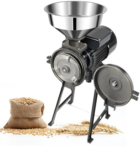 Molinillo eléctrico de grano seco, molinillo de maíz de 1500 W para polvo húmedo y seco, capacidad de 50 kg/h, ideal para especias, semillas, hierbas, arroz y maíz