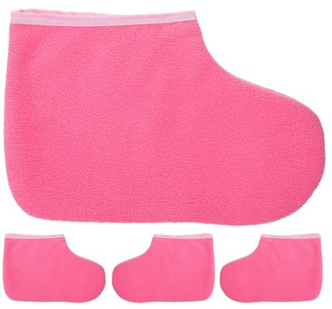 UKCOCO 2 Paires de Couvertures en Cire de Paraffine pour Pieds, Pantoufles en Polyester Réutilisables, Confortables et Solide, pour Soins le Sommeil