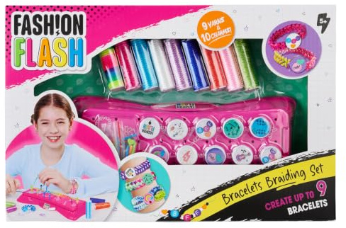 Simba Fash!on Flash Bunte Armbänder Flechtset – DIY-Kreativset für bis zu 10 Freundschaftsarmbänder, inkl. Bunte Schnüre & Schritt-für-Schritt-Anleitung, Bastelspaß für Kinder ab 5 Jahren