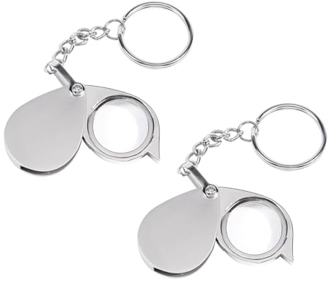 30x Vergrößerungsglas Set, 2er Pack Taschenlupe mit Schlüsselring, Faltbare Leselupe für Münzen, Schmuck, Uhrmacher und Reisen