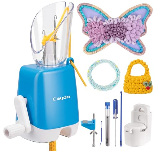 Caydo Tricotin para hacer cordones, Máquina tricotin manual, Mini molino de tejer 4 agujas, Máquina de tejer portátil para DIY, máquina de ganchillo para adultos y niños