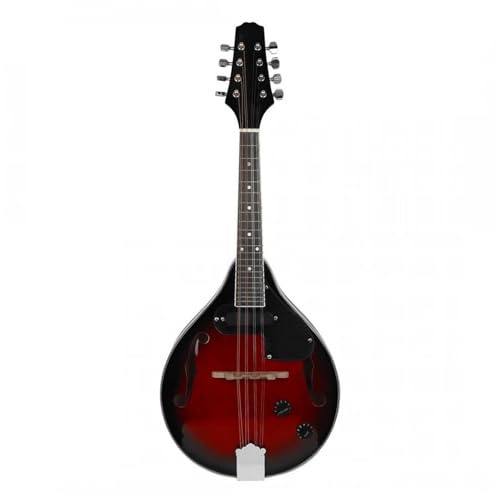 Mandolina Instrumento Musical Mandolina Eléctrica Juego De Guitarra EQ 8 Cuerdas Rojo Con Borde Negro