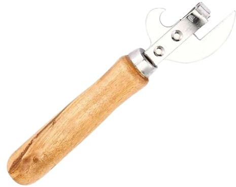 Abrelatas Manual Rotativo,Herramienta para Abrir Botellas con Mango de Madera - Abrelatas Ergonómico - para Camping Picnic Hogar Cocina Apartamento Dormitorio Restaurante Refrescos y Alimento para Mas