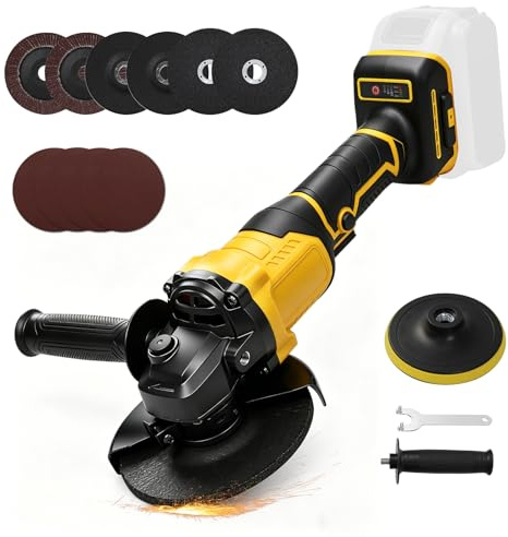 Batteridriven vinkelslip, kompatibel med DeWaIt 18 V/20 V batterier, 5025 borstlös metallslip med 3 variabla hastigheter 125 mm handslipverktyg för skärning slipning och polering