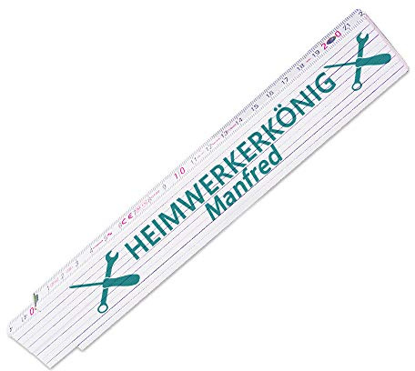 Zollstock mit Namen Manfred und schönem Motiv - HEIMWERKERKÖNIG - für Männer | Metermaß | Glieder-Maßstab mit Namen bedruckt | Viele Namen zur Auswahl