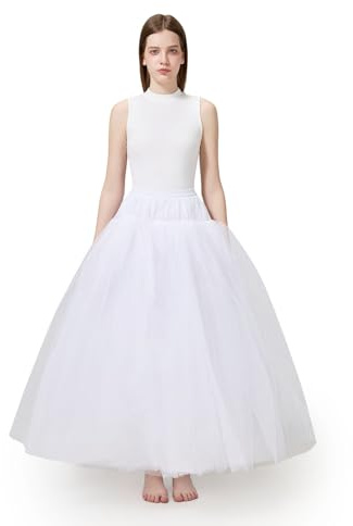 Aprildress Jupon Femme Long Blanc Mariage sous Robe Petticoat Crinoline Underskirt FR-PPT026