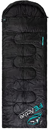 FE Active Camping Sleeping Bag - 3-4 Seasons, Extra Long, Hooded, Compact, Lightweight & Warm Sleeping Bag for Adults & Kids for Camping, Outdoors, Backpacking, Hiking | Designed in California, USA