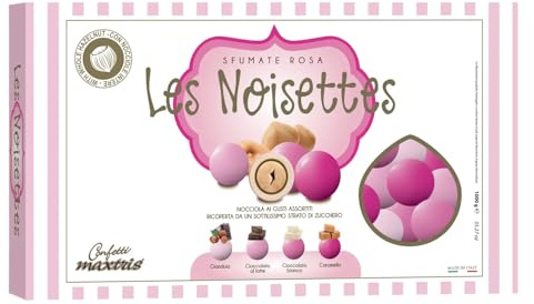 Confetti Maxtris con NOCCIOLA tostata | Les Noisettes Rosa (4 Gusti), Assortito, 1000 Grammi