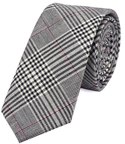 DonDon Herren Krawatte kariert 6 cm grau-schwarz