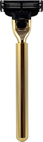 Hans Baier Exclusive Nassrasierer Rasierer Gillette Mach3, Griff Metall goldfarben