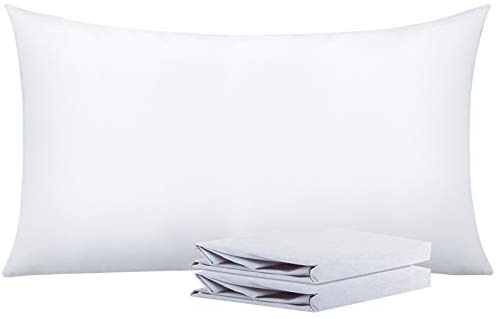 NTBAY 2 Pack Brushed Microfiber King Pillowcases, 50x90 cm, White | Microfiber Plain Pillow Cases with Envelope Closure, Soft and Cosy, Wrinkle, Fade, Stain Resistant, Machine Washable