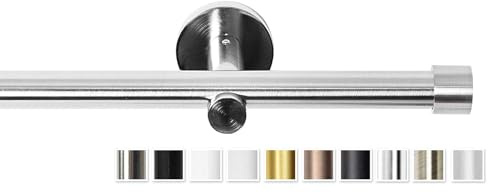 Rollmayer Gardinenstange Ø19mm 120cm Edelstahl 1-läufig mit Crux | Metall, Wandbefestigung ohne Ringe, Für Wohnzimmer Schlafzimmer Büro