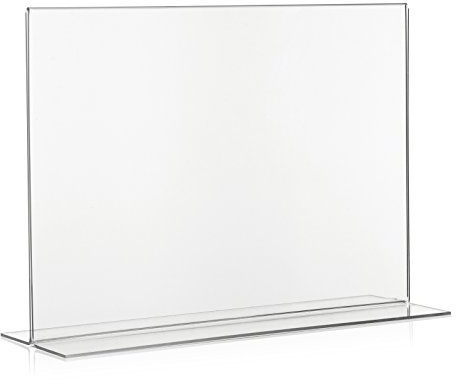 Confezione da 5 VITAdisplays Supporto a T formato orizzontale, espositore da tavolo, espositore in acrilico, espositore pubblicitario a T, DIN A4, PLEXIGLAS