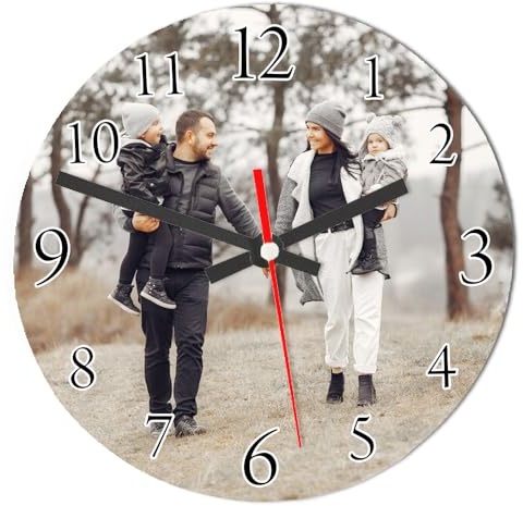 Getagift Personalised with your own Text/Image/Any Name themed 20 cm / 30 cm Glass Wall Clock For All Occasions (20 cm)