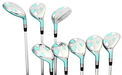 Majek Seafoam Teal Senior Ladies Golf Hybrids Irons Set New Senior Women Best All True Hybrid Ultra Light Weight Forgiving Woman Complete Package Includes 4 5 6 7 8 9 PW SW All Lady Flex Utility Clubs