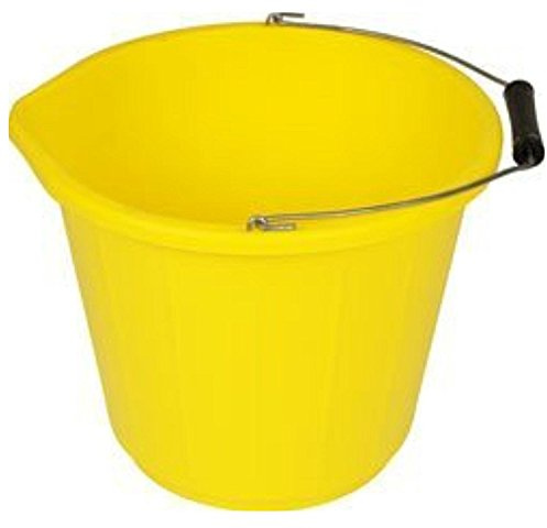 Srendi® Black/Yellow Plastic Builders Bucket 3 Gallon 14 Litre Water Mixing Storage Strong with Handle Made in U.K. (Yellow, 2)
