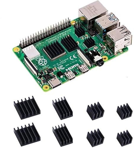 GeeekPi Black Heatsinks For Raspberry Pi 4 Model B,Raspberry Pi Aluminum Heatsinks with Thermal Conductive Adhesive Tape For Raspberry Pi 4B (Raspberry Pi Board is Not Included) (2 Pack)