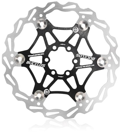 BUCKLOS 160mm 180mm 203mm Floating Disc Brake Rotor, Stainless Steel MTB Brakes Rotors with 6PC Bolts, Ultra-light Floating Disc Rotor fit Mountain Bike Road Bikes BMX（Black、Red）