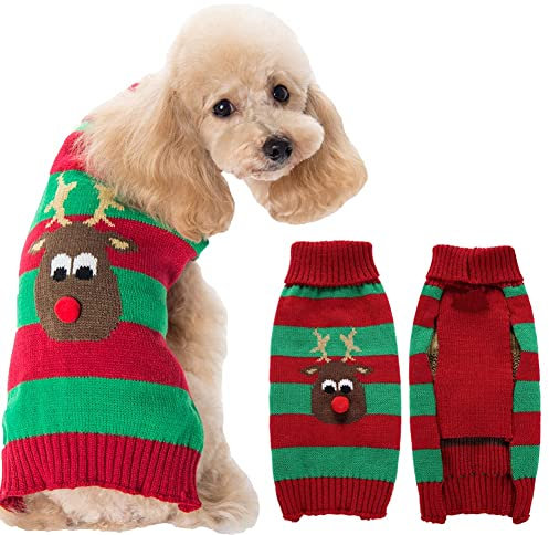 ABRRLO Weihnachten Hund Pullover Dog Sweater Hundepullover Haustier Hundepulli Warm Welpe Kleine Mittel Hunde (XS, Hirsch-A)